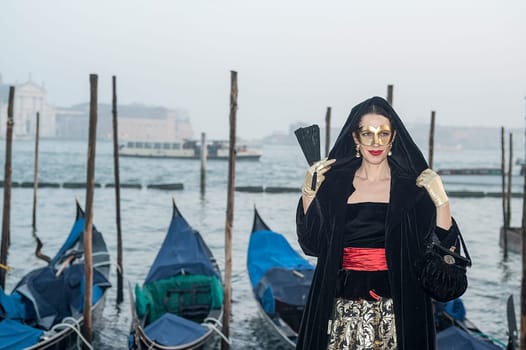 VENICE, ITALY - Febrary 21 2019: The masks of the Venice carnival 2019.