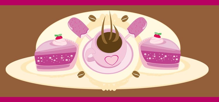 Cup of coffee with desserts
