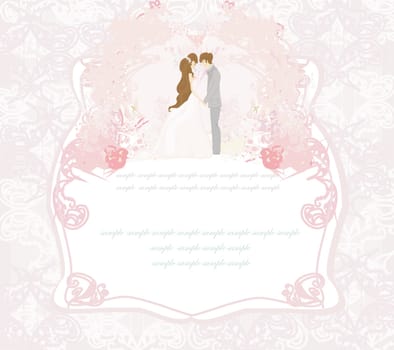 elegant wedding invitation with wedding couple