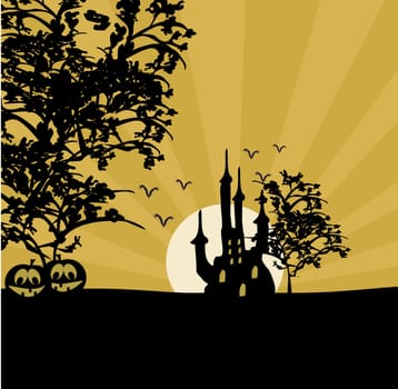 Halloween background with haunted house