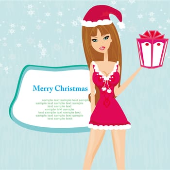 beautiful pin-up girl in Christmas inspired costume