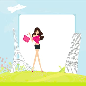 beauty travel and shopping sexy girl - abstract frame
