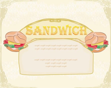 Horizontal grunge background with sandwich