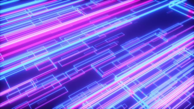Abstract neon blocks. Computer generated 3d render