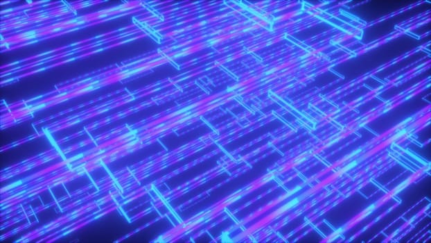 Abstract neon blocks. Computer generated 3d render