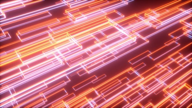 Abstract neon blocks. Computer generated 3d render