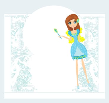 floral background with a beautiful fairy
