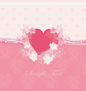 Valentine's Day floral with red heart Greeting card