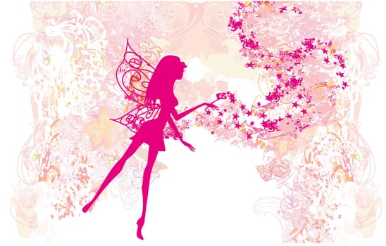 floral background with a beautiful fairy