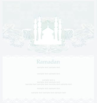 Ramadan background - mosque silhouette vector card