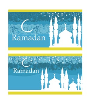 Ramadan background - mosque silhouette vector set card