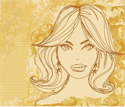 Abstract Beautiful Woman Portrait - retro card