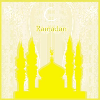 Ramadan background - mosque silhouette vector card
