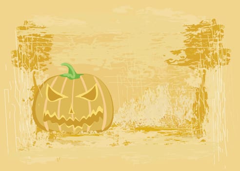 broken halloween pumpkin on grunge background vector illustration