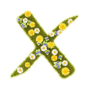 Flowery Grassy Deny Mark Symbol Shape Isolated on White Background 3D Illustration