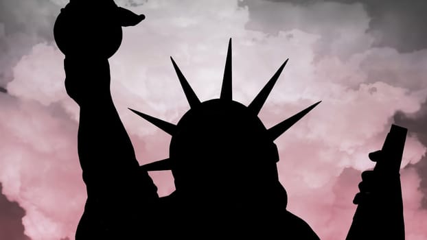 The Statue Of Liberty Of New York City Against  Clouds,The Statue Of Liberty Of New York City Against  Clouds