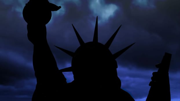 The Statue Of Liberty Of New York City Against  Clouds,The Statue Of Liberty Of New York City Against  Clouds