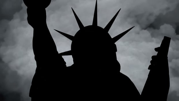 The Statue Of Liberty Of New York City Against  Clouds,The Statue Of Liberty Of New York City Against  Clouds