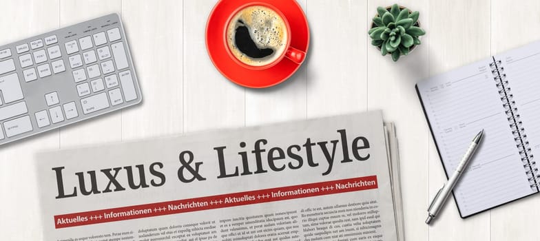 Newspaper on a desk - Luxury and Lifestyle in german - Luxus und Lifestyle