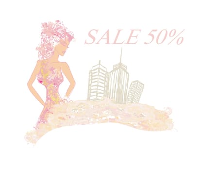 fashion girl Shopping - Summer shopping sale