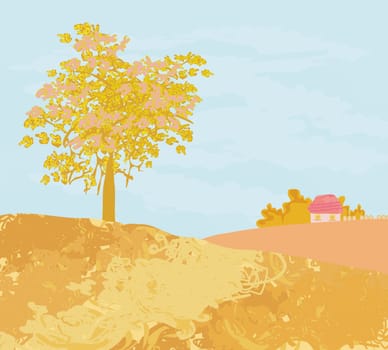 Beautiful vector autumn rural landscape