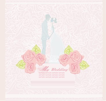 elegant wedding invitation with wedding couple