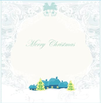Christmas night in the village card