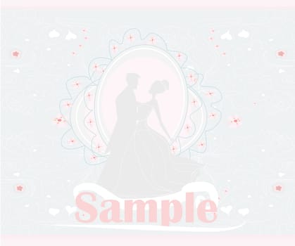 wedding dancing couple on abstract background - invitation