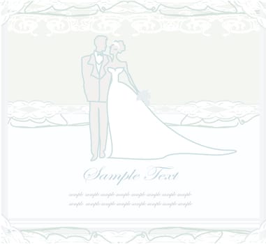 elegant wedding invitation with wedding couple