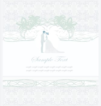 elegant wedding invitation with wedding couple