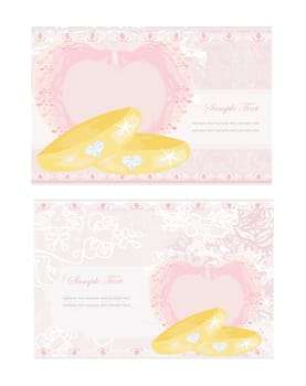 wedding Invitation card with rings - set