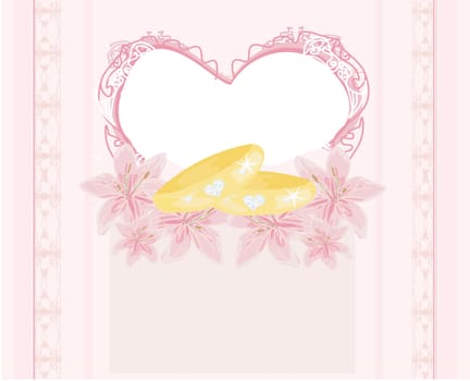 wedding Invitation card with gold rings