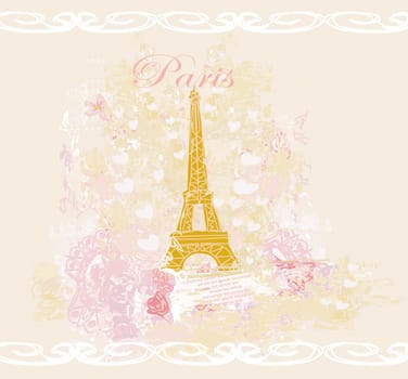 vintage retro Eiffel tower card