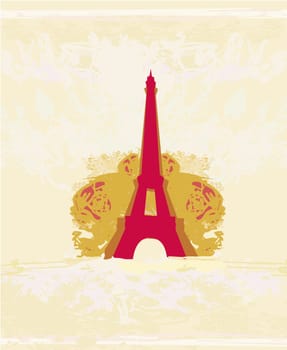 vintage retro Eiffel tower card