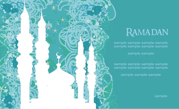 Ramadan background - mosque silhouette vector card