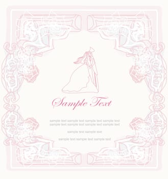 elegant wedding invitation with wedding couple
