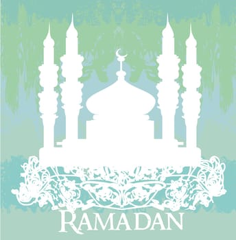 Ramadan background - mosque silhouette vector card
