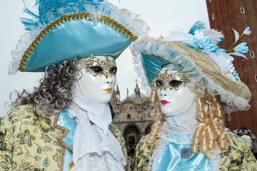VENICE, ITALY - Febrary 7 2018: The masks of the Venice carnival 2018