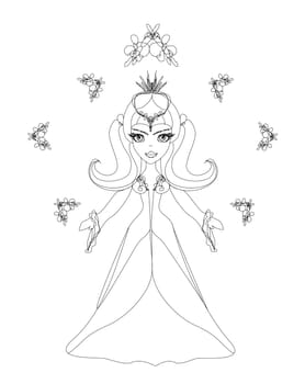 beautiful little witch doodle illustration
