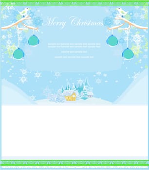 Christmas night in the village card