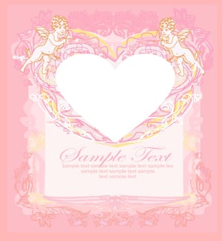 happy valentines day card with cupid