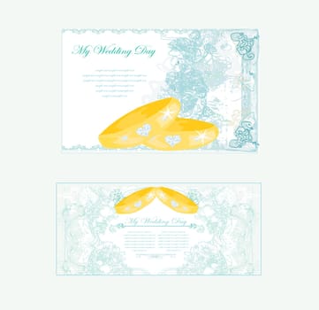 wedding Invitation card with rings set