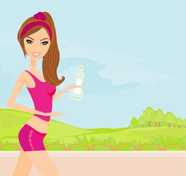 Jogging girl in summer