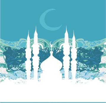 Ramadan background - mosque silhouette illustration card