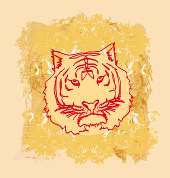 Abstracted grunge Tiger illustration