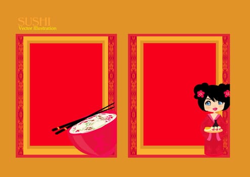 template of traditional Japanese food menu set