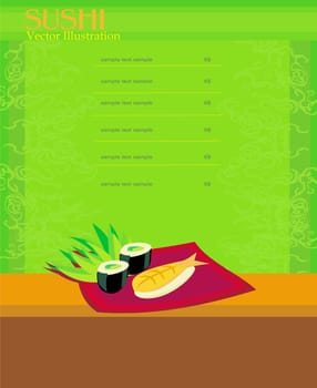 template of traditional Japanese food menu