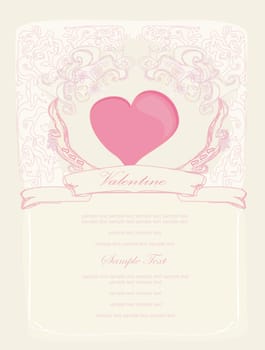 romantic vintage invitation with heart