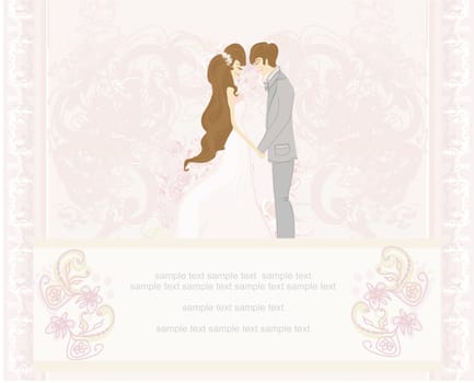 elegant wedding invitation with wedding couple
