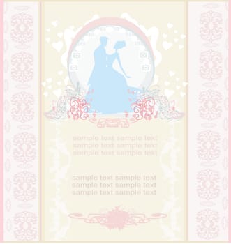 elegant wedding invitation with dancing wedding couple